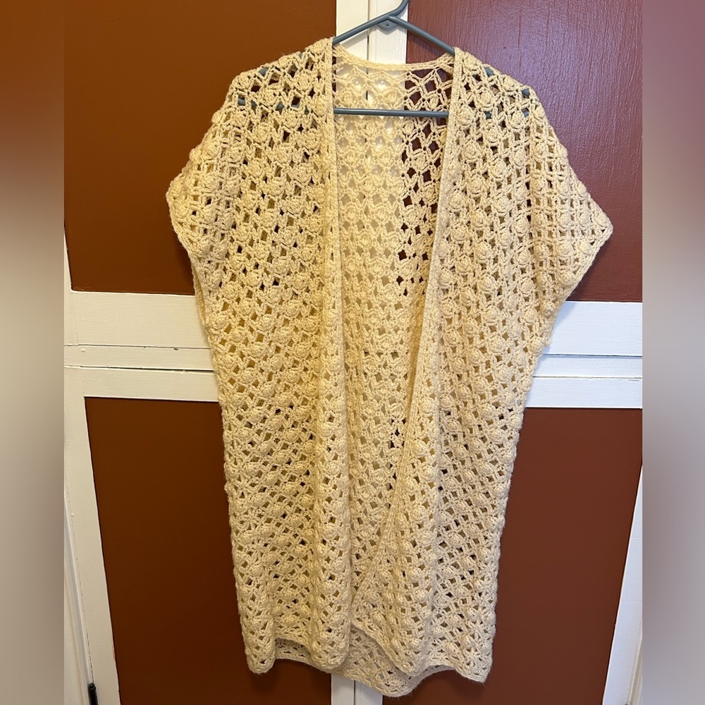 Handmade Crochet Vest, Crème Color, BoHo look, Measurements listed below